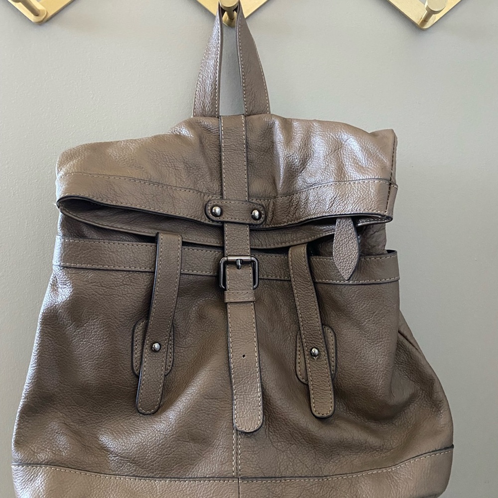 Taupe Leather Backpack